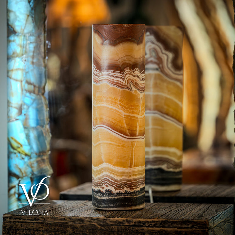 Miami Sunset Onyx Table Lamp - 20" Tall, X 6" Diameter - (Medium Cylinder #6), photo 11 of 13