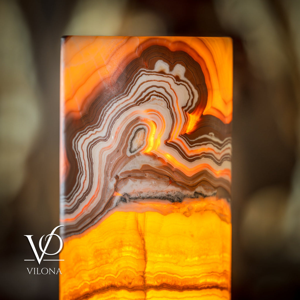 Miami Sunset Onyx Table Lamp - 20" Tall, X 6" Diameter - (Medium Cylinder #6), photo 12 of 13
