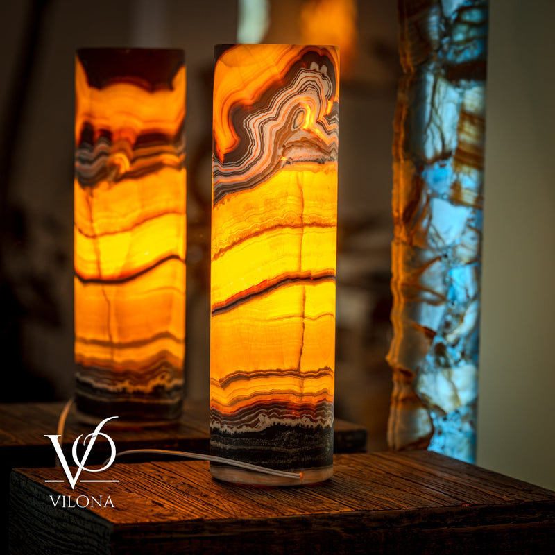 Miami Sunset Onyx Table Lamp - 20" Tall, X 6" Diameter - (Medium Cylinder #6), photo 5 of 13