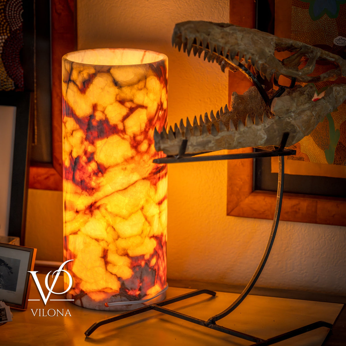 Onyx Table Lamp - Divina Claire 18" Tall, x 8" Diameter (Large #3), photo 10 of 13