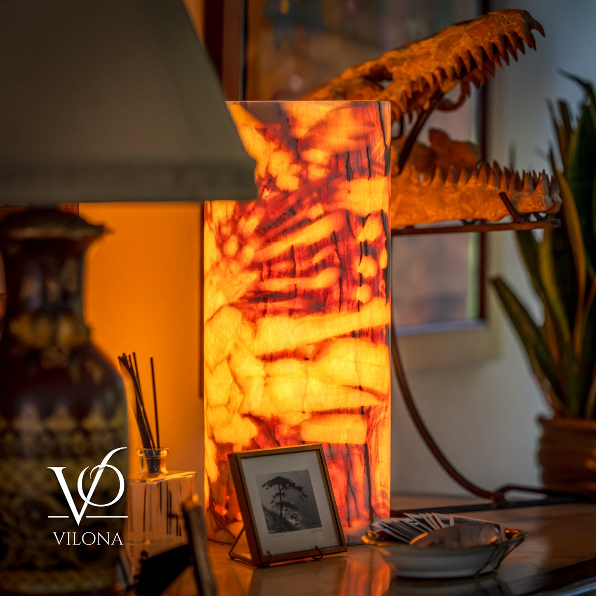 Onyx Table Lamp - Divina Claire 18" Tall, x 8" Diameter (Large #3), photo 13 of 13