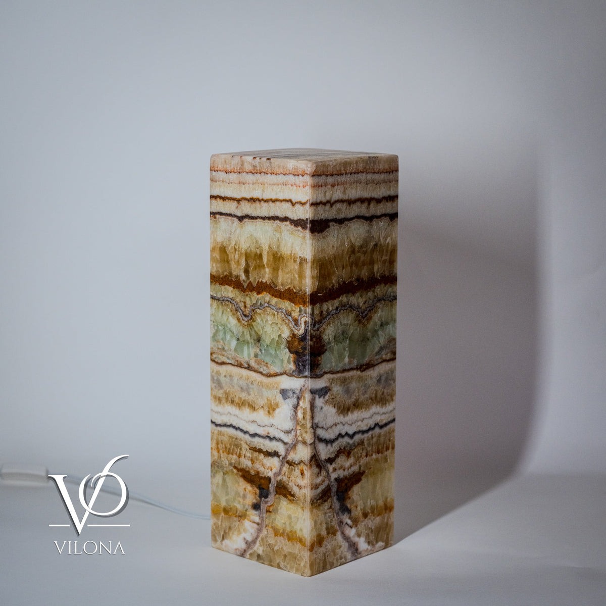 Aqua Onyx Square Table Lamp - 18" Tall, x 6"x 6" Square (Small #64), photo 7 of 8