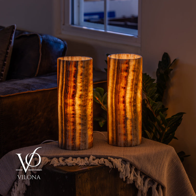 Sahara Onyx - 12" Tall, x 4.5" Diameter (Small Table Lamp Pair #1), photo 4 of 9