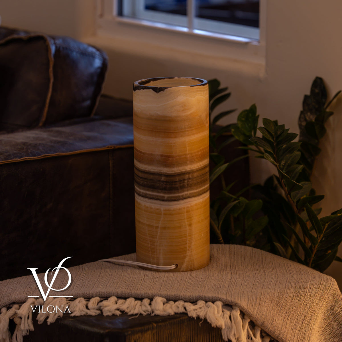 Honeycomb Onyx - 12" Tall, x 4.5" Diameter (Small Table Lamp #1), photo 10 of 10
