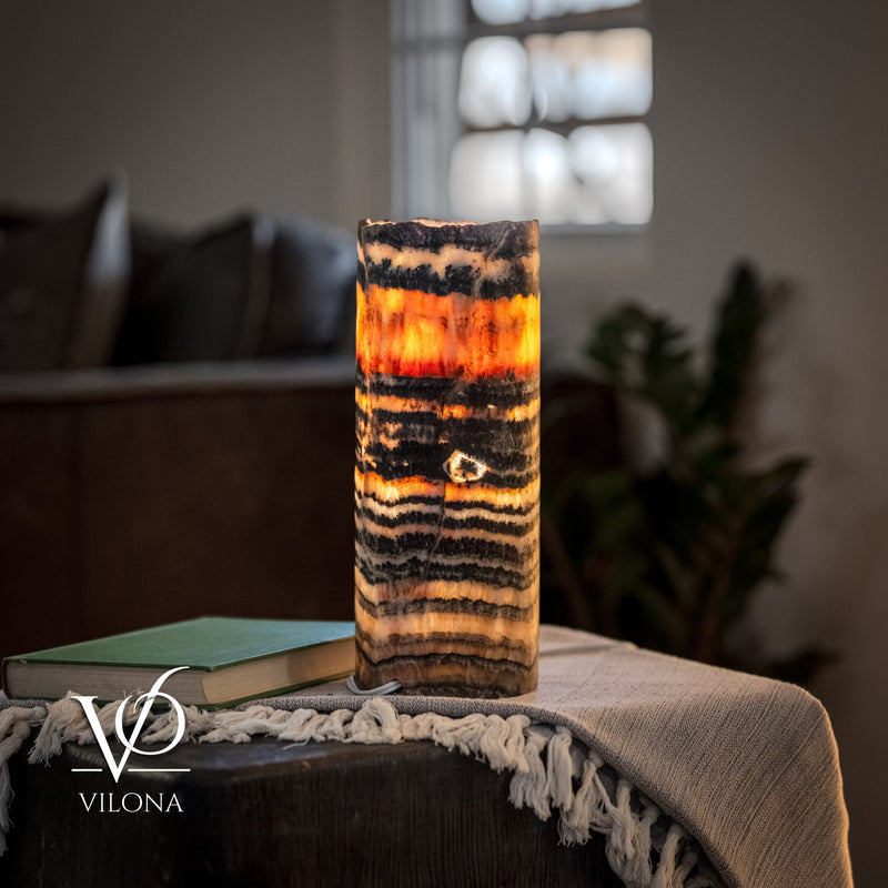 Tangerine Onyx - 12" Tall, x 4.5" Diameter (Small Table Lamp #1), photo 2 of 9