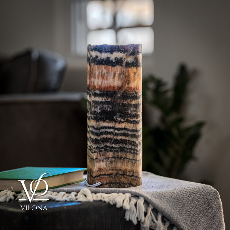 Tangerine Onyx - 12" Tall, x 4.5" Diameter (Small Table Lamp #1), photo 9 of 9