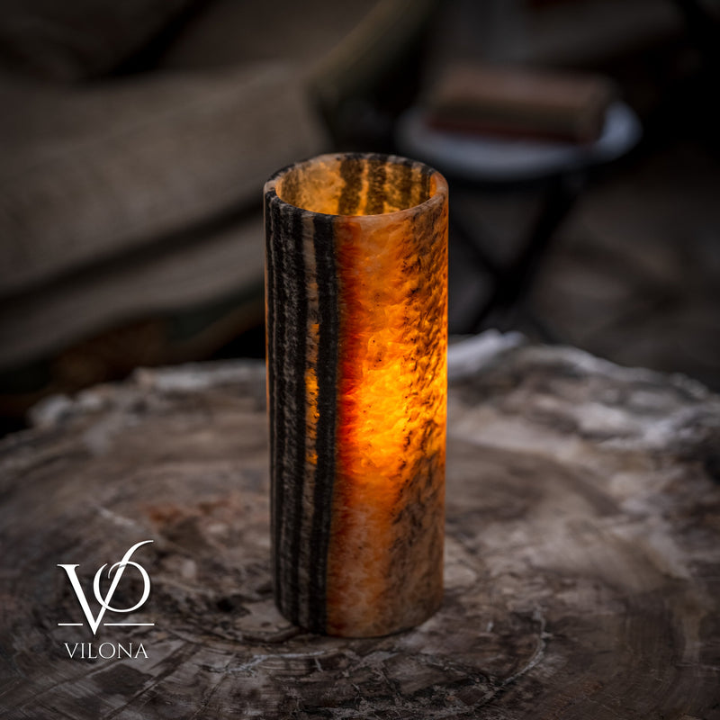 Tangerine Onyx - 12" Tall, x 4.5" Diameter (Small Table Lamp #2), photo 3 of 10