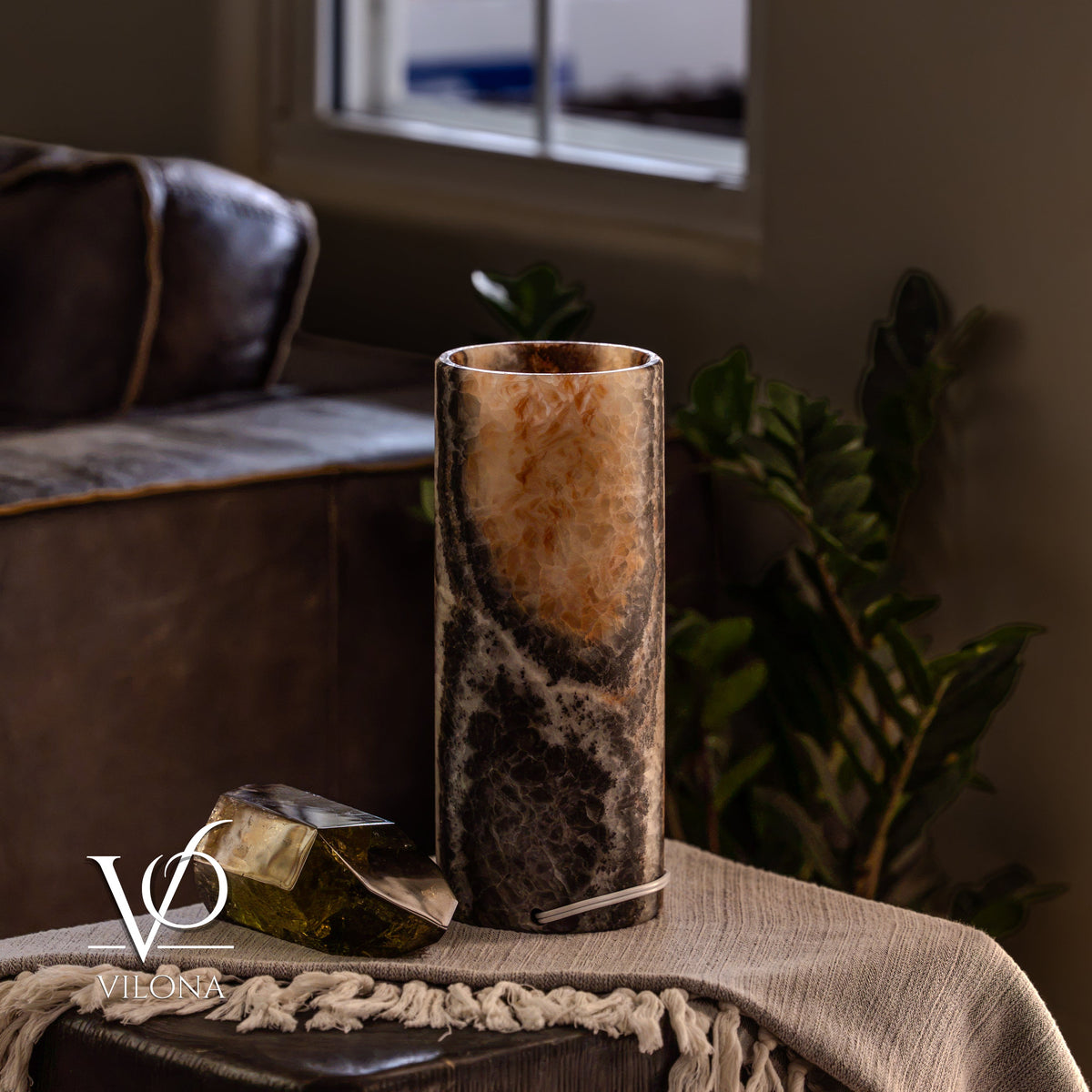 Tangerine Onyx - 12" Tall, x 4.5" Diameter (Small Table Lamp #4), photo 10 of 10
