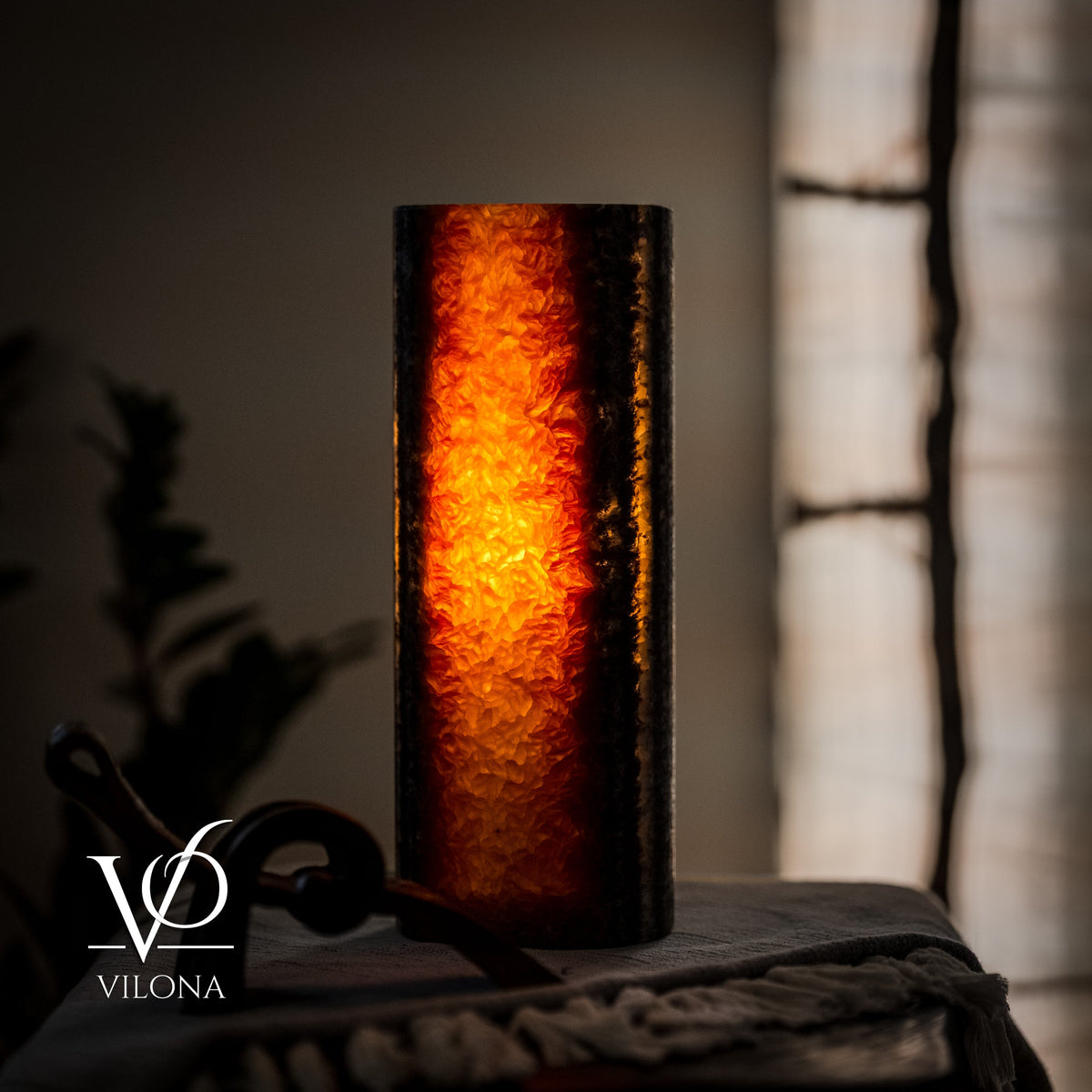 Tangerine Onyx - 12" Tall, x 4.5" Diameter (Small Table Lamp #3), photo 6 of 10