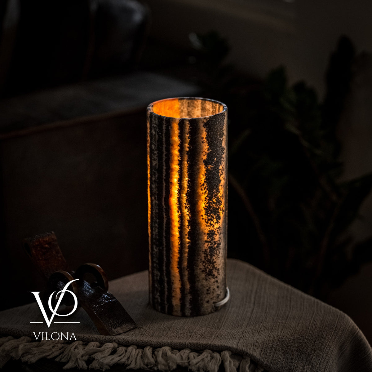 Tangerine Onyx - 12" Tall, x 4.5" Diameter (Small Table Lamp #3), photo 8 of 10