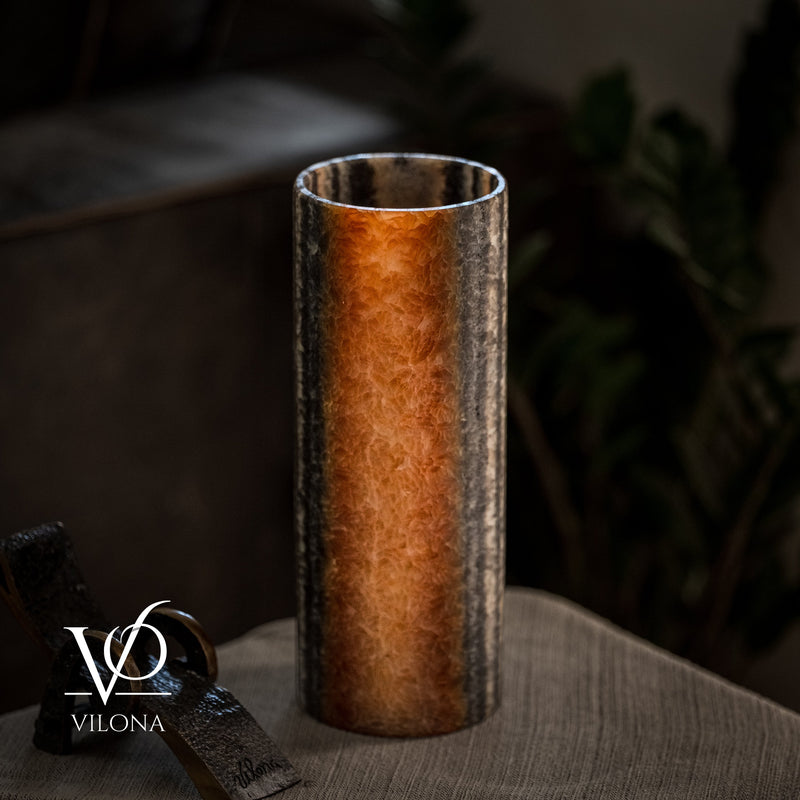 Tangerine Onyx - 12" Tall, x 4.5" Diameter (Small Table Lamp #3), photo 9 of 10