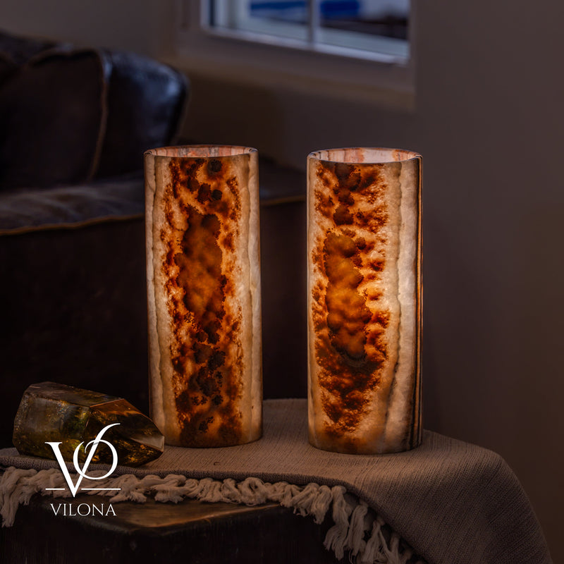 Sahara Onyx - 12" Tall, x 4.5" Diameter (Small Table Lamp Pair #3), photo 3 of 9