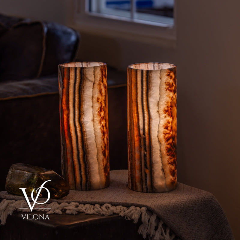 Sahara Onyx - 12" Tall, x 4.5" Diameter (Small Table Lamp Pair #3), photo 4 of 9