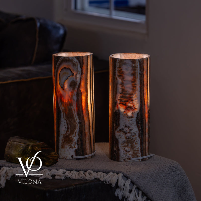 Sahara Onyx - 12" Tall, x 4.5" Diameter (Small Table Lamp Pair #3), photo 8 of 9