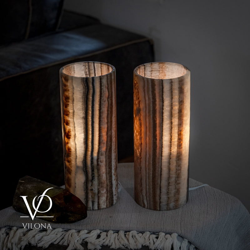 Sahara Onyx - 12" Tall, x 4.5" Diameter (Small Table Lamp Pair #4), photo 4 of 9