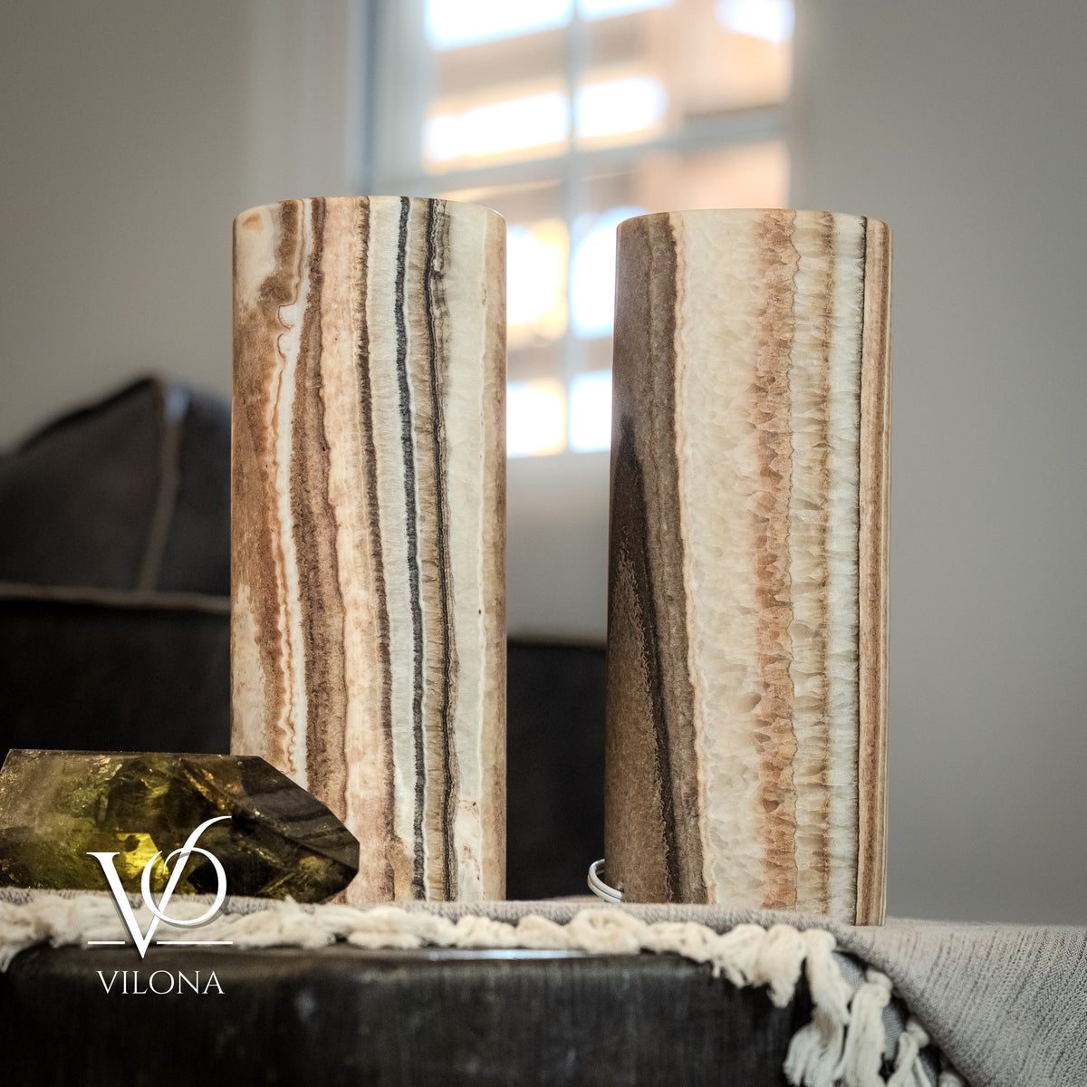 Sahara Onyx - 12" Tall, x 4.5" Diameter (Small Table Lamp Pair #4), photo 7 of 9