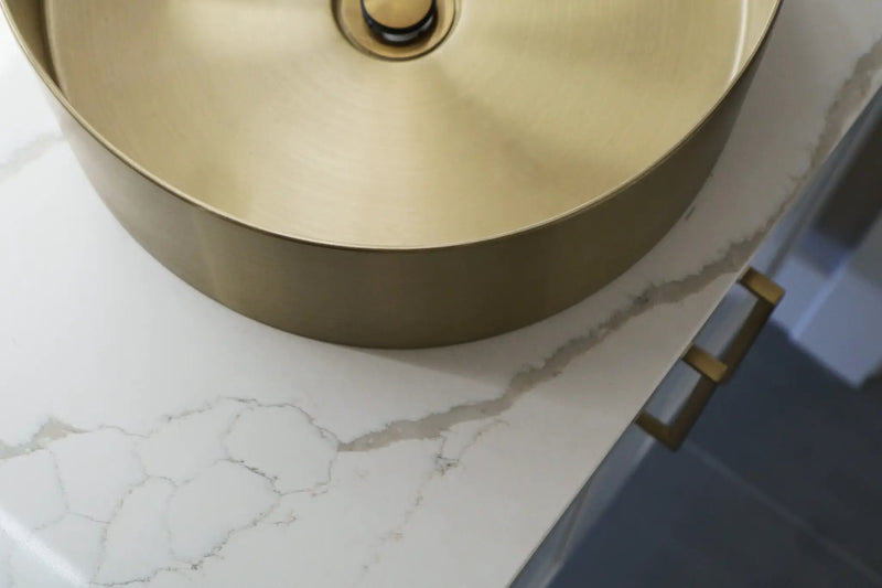 Zeek 14” Gold Round Vessel Bathroom Sink Stainless Steel PVD Nano Tech Coating ZN-G144 by ZEEK
