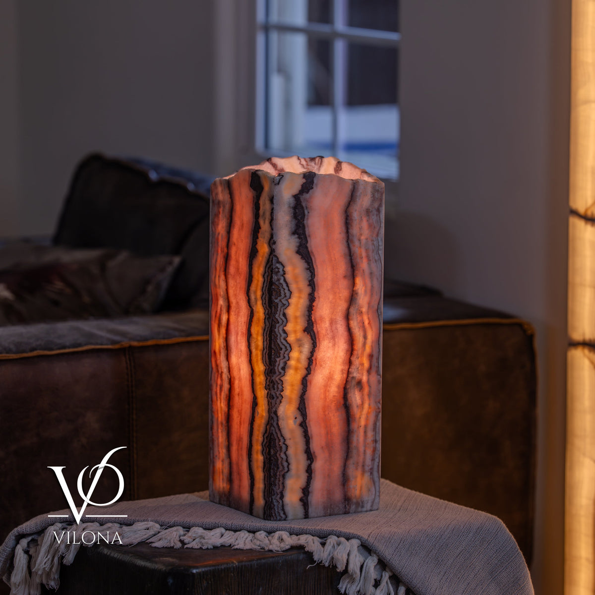 Rosa Onyx Live Edge Table Lamp – 16" Tall × 6" Square #1, photo 6 of 11