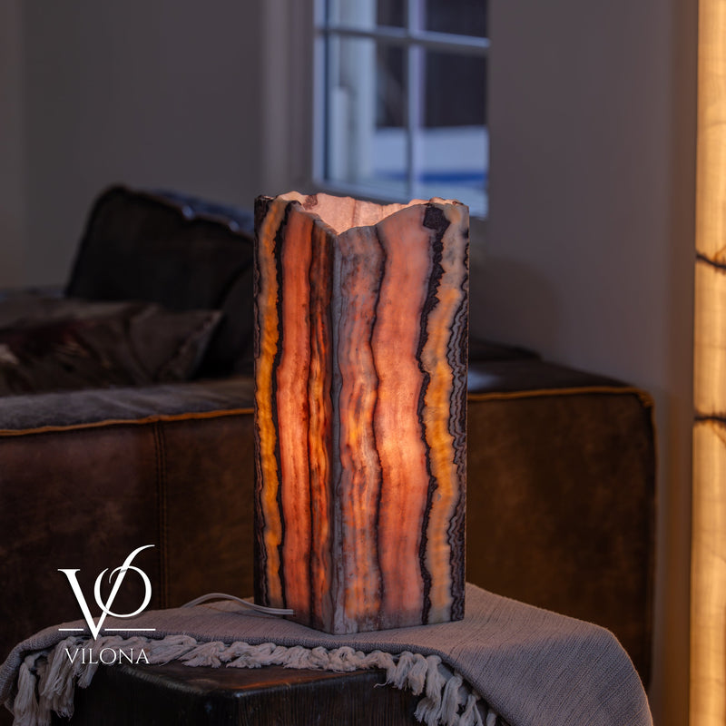 Rosa Onyx Live Edge Table Lamp – 16" Tall × 6" Square #1, photo 8 of 11