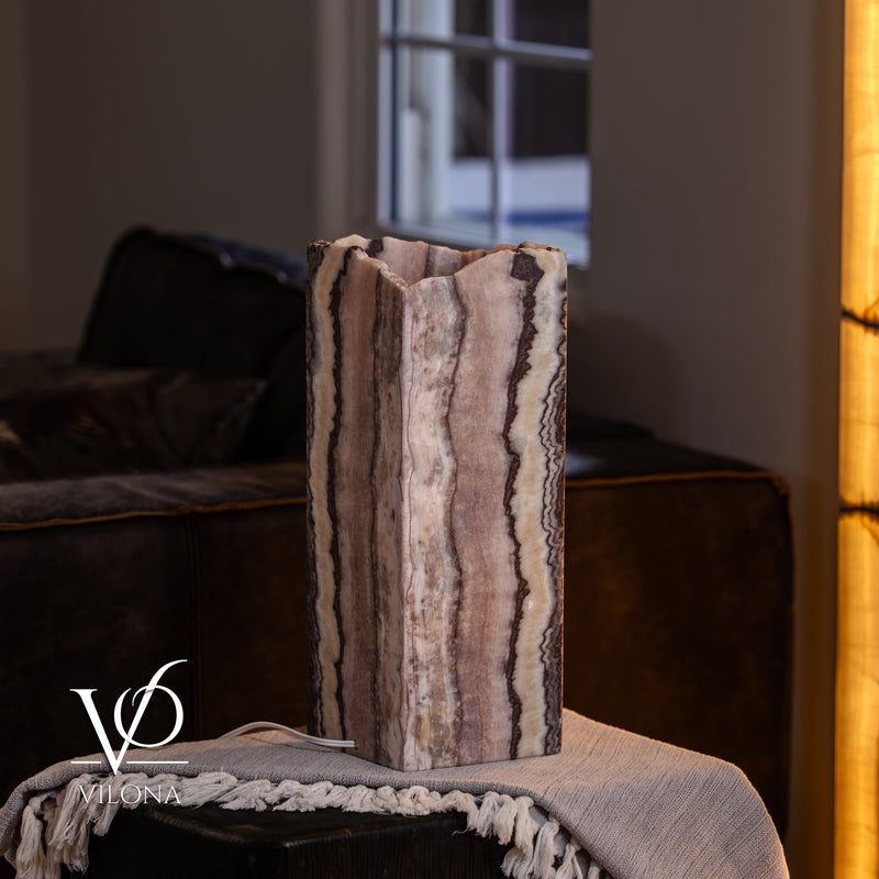 Rosa Onyx Live Edge Table Lamp – 16" Tall × 6" Square #1, photo 9 of 11