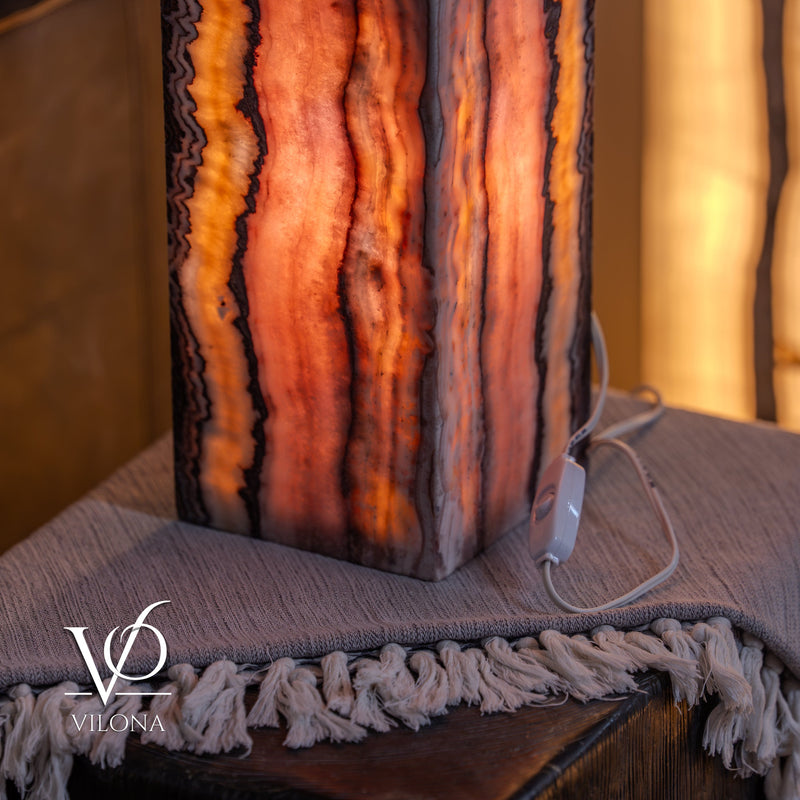 Rosa Onyx Live Edge Table Lamp – 16" Tall × 6" Square #1, photo 11 of 11