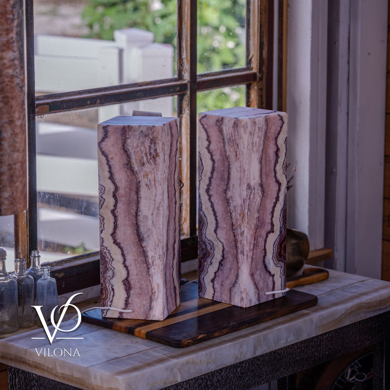 Rosa Onyx Table Lamp Pair – 17.75" Tall × 6" Square #1, photo 7 of 10