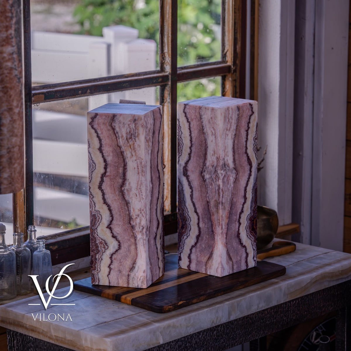 Rosa Onyx Table Lamp Pair – 17.75" Tall × 6" Square #1, photo 5 of 10