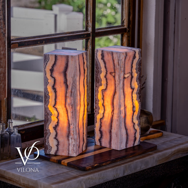 Rosa Onyx Table Lamp Pair – 17.75" Tall × 6" Square #2, photo 2 of 9