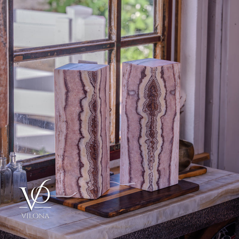 Rosa Onyx Table Lamp Pair – 17.75" Tall × 6" Square #2, photo 5 of 9