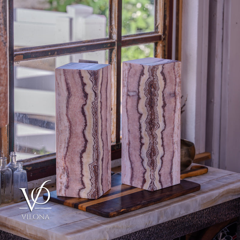 Rosa Onyx Table Lamp Pair – 17.75" Tall × 6" Square #2, photo 3 of 9