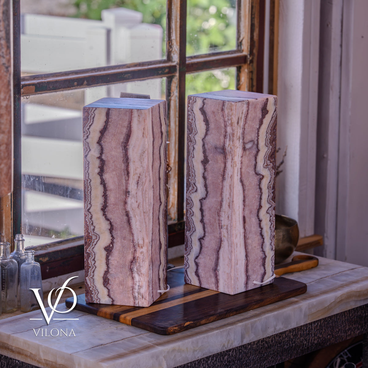 Rosa Onyx Table Lamp Pair – 17.75" Tall × 6" Square #2, photo 7 of 9