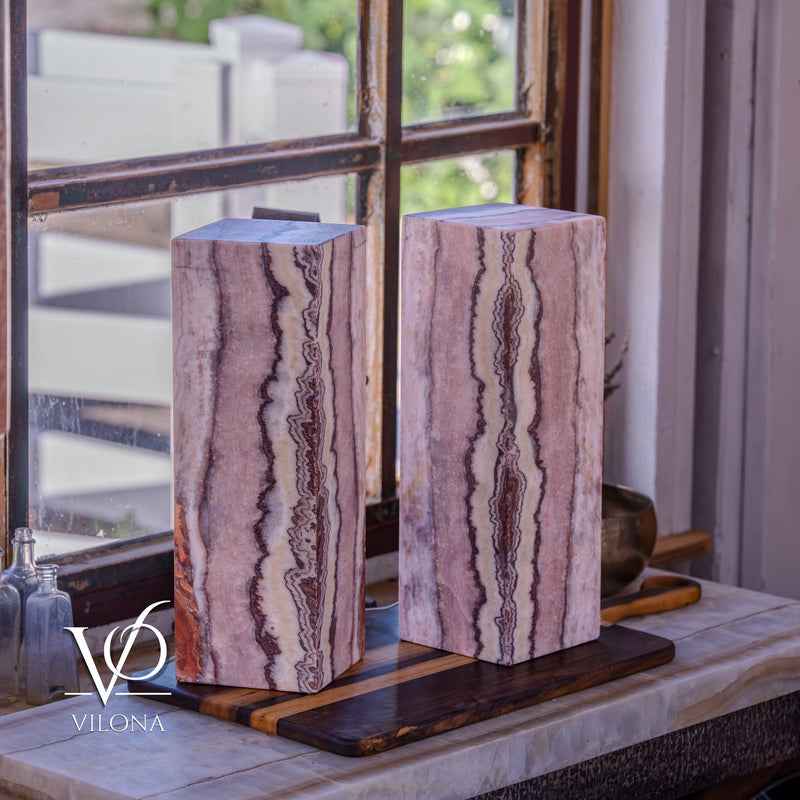 Rosa Onyx Table Lamp Pair – 17.75" Tall × 6" Square #3, photo 3 of 10