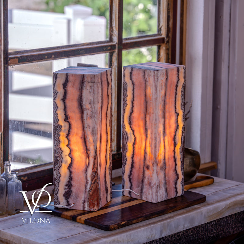 Rosa Onyx Table Lamp Pair – 17.75" Tall × 6" Square #3, photo 4 of 10
