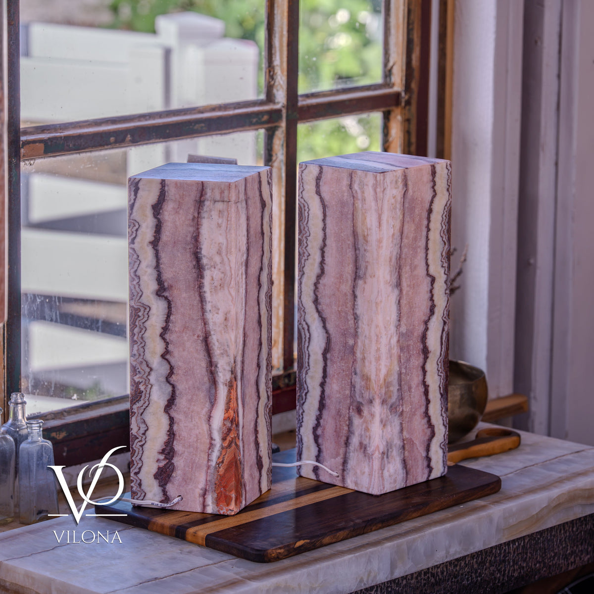 Rosa Onyx Table Lamp Pair – 17.75" Tall × 6" Square #3, photo 5 of 10