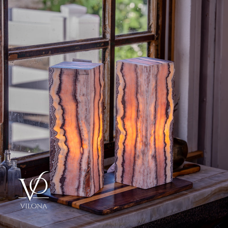 Rosa Onyx Table Lamp Pair – 17.75" Tall × 6" Square #3, photo 6 of 10