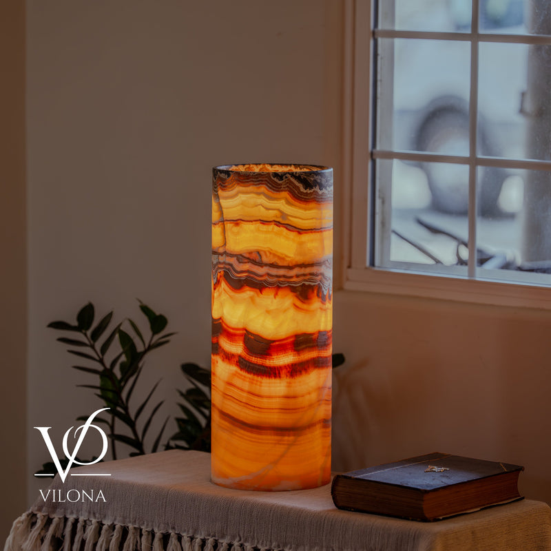 Miami Sunset Onyx Cylinder Table Lamp #1, photo 4 of 13