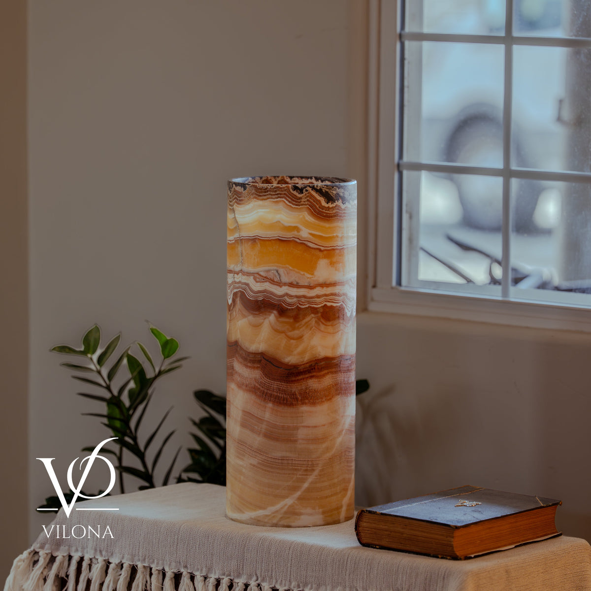 Miami Sunset Onyx Cylinder Table Lamp #1, photo 5 of 13