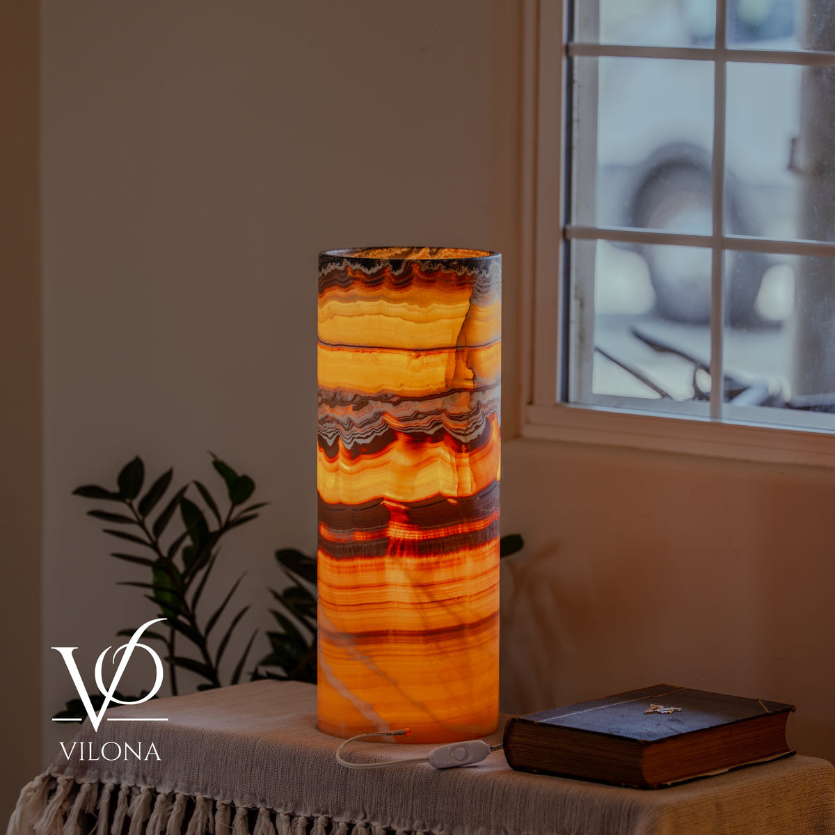 Miami Sunset Onyx Cylinder Table Lamp #1, photo 10 of 13