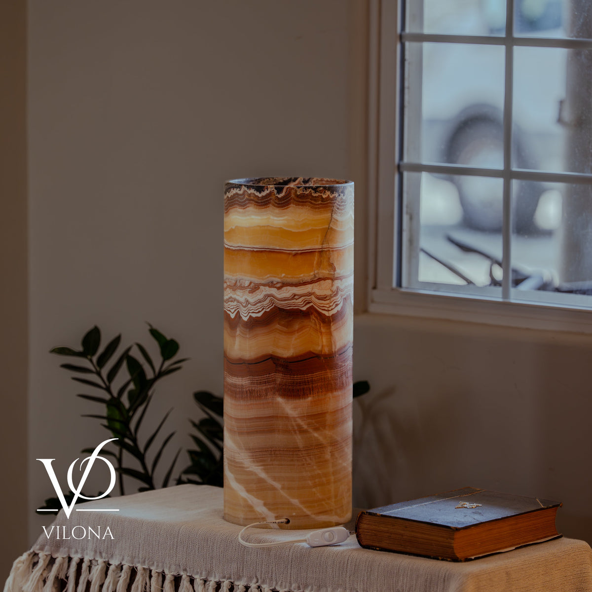 Miami Sunset Onyx Cylinder Table Lamp #1, photo 11 of 13