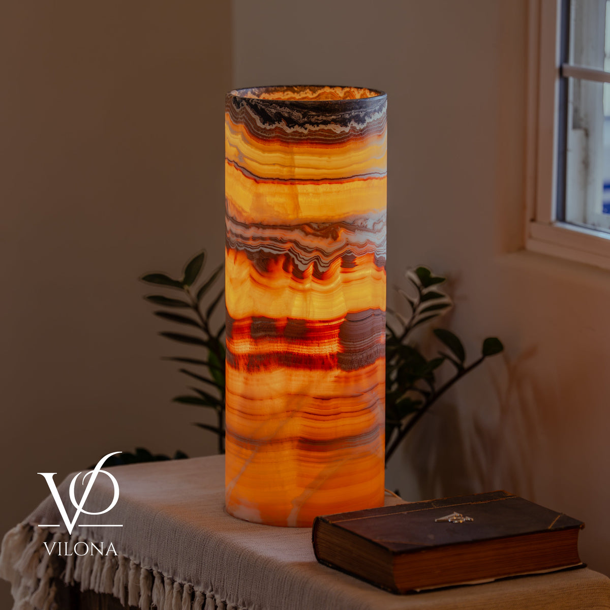 Miami Sunset Onyx Cylinder Table Lamp #1, photo 12 of 13