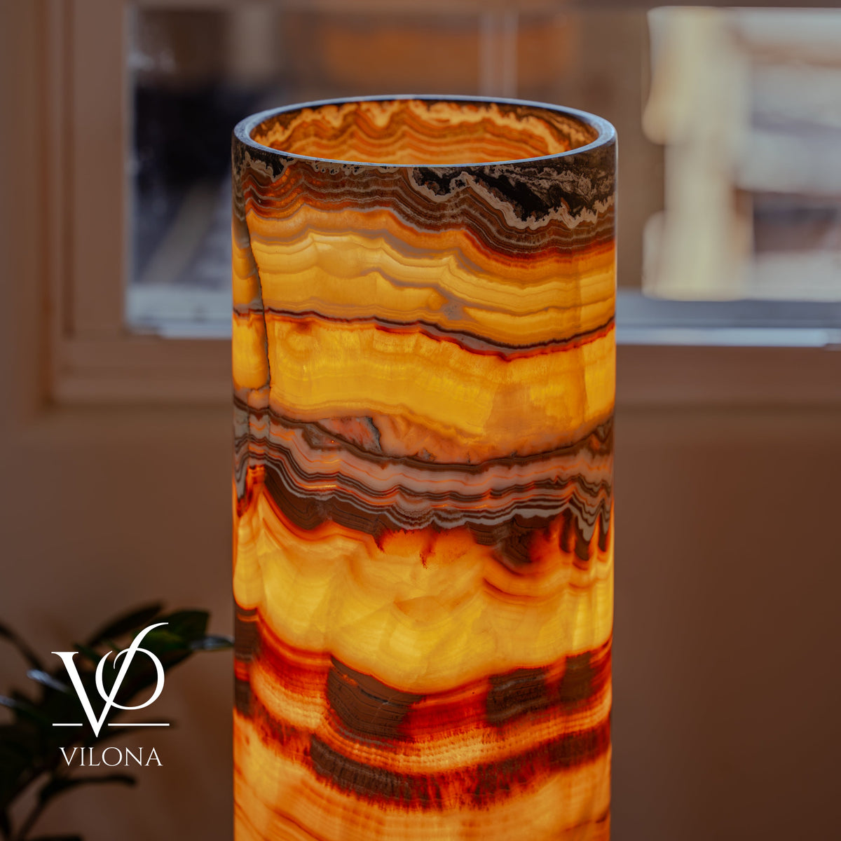 Miami Sunset Onyx Cylinder Table Lamp #1, photo 2 of 13