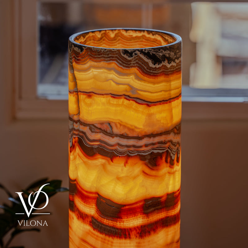 Miami Sunset Onyx Cylinder Table Lamp #1, photo 2 of 13