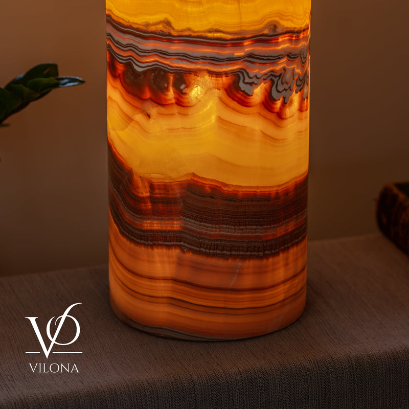 Miami Sunset Onyx Cylinder Live Edge Table Lamp #2, photo 11 of 12