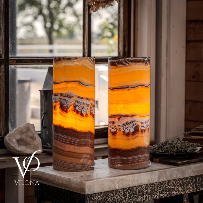 Miami Sunset Onyx Table Lamp Pair #1, photo 5 of 9