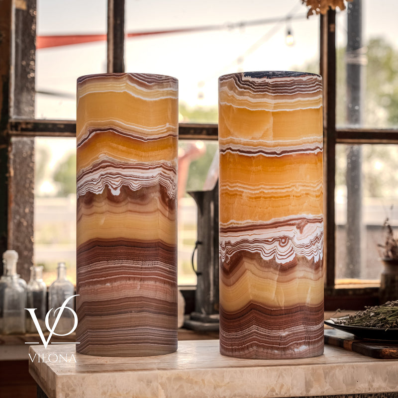 Miami Sunset Onyx Table Lamp Pair #1, photo 8 of 9