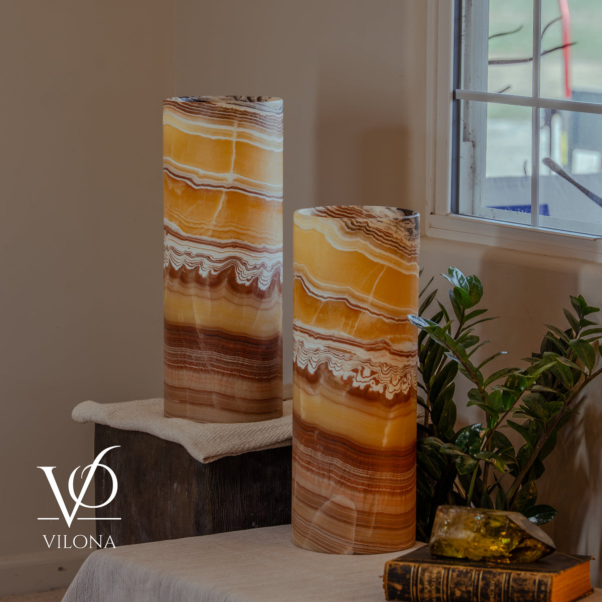 Miami Sunset Onyx Table Lamp Pair #2, photo 2 of 11