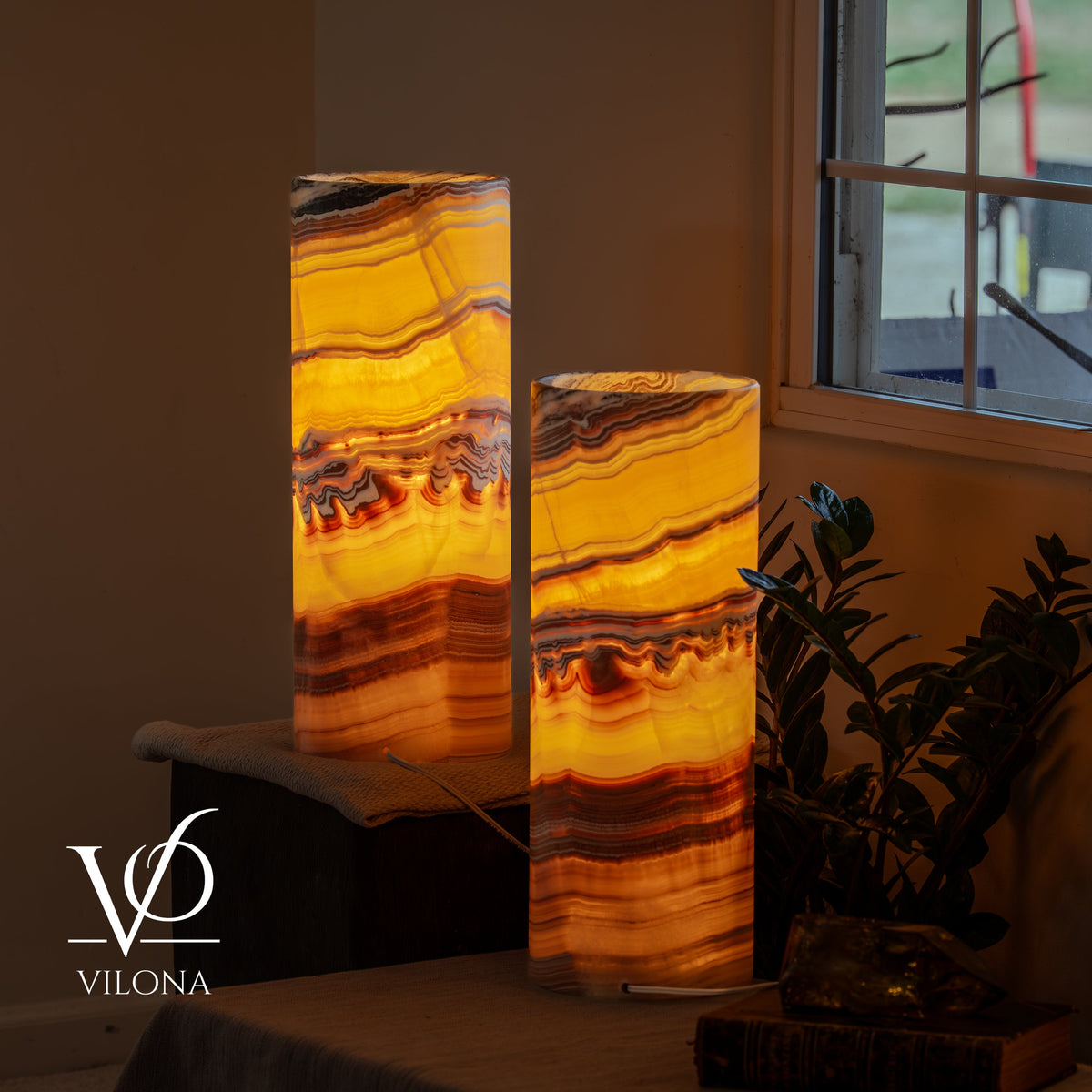 Miami Sunset Onyx Table Lamp Pair #2, photo 7 of 11
