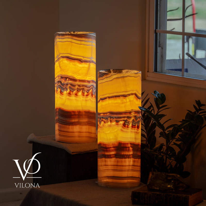 Miami Sunset Onyx Table Lamp Pair #2, photo 3 of 11