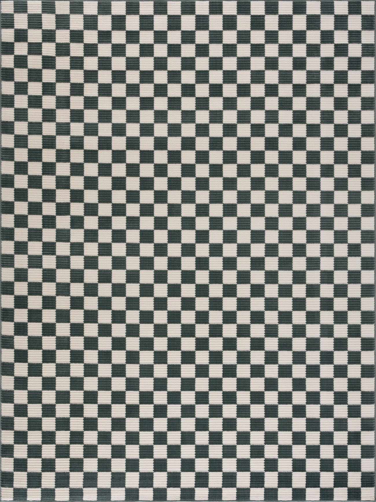 Kaysar Oil Green Checkered Washable Area Rug by Boutique Rugs