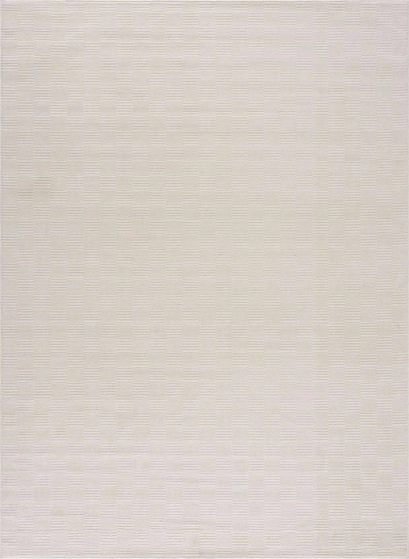 Kazuma Cream Checkered Washable Area Rug by Boutique Rugs